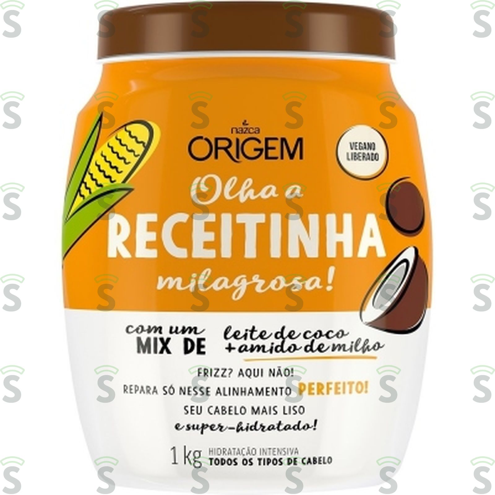 2 em 1 Creme de Hidratação Leite de Coco + Amido de Milho Origem Pote 1kg