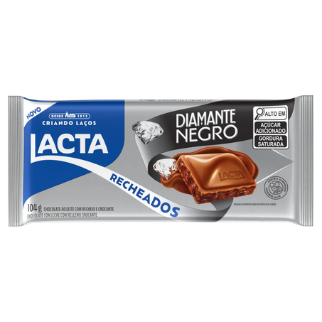 Chocolate Barra Lacta Diamante Negro Ao Leite Recheado Crocante Pacote 104g 
 
