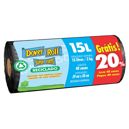 Saco para Lixo Dover Roll 15 Litros/ 30 Litros - Reciclado - Rolo