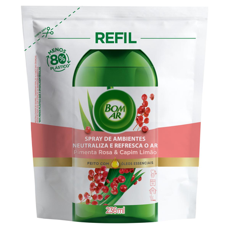 Purificador Bom Ar 236ml - Pimenta Rosa e Capim-limão - Refil