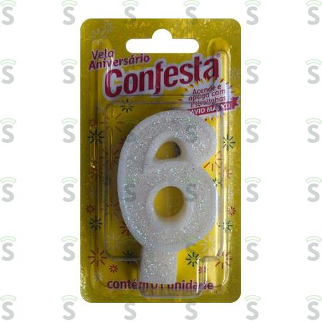  Vela Aniver Confesta N6 Big Branca 1un