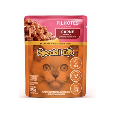 RACAO SPECIAL CAT FILHOTE CARNE AO MOLHO 85G
