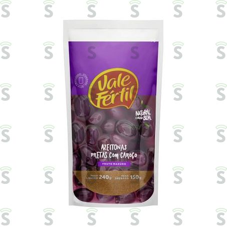  Azeitona Preta Vale Fértil Com Caroço Sachê 150g