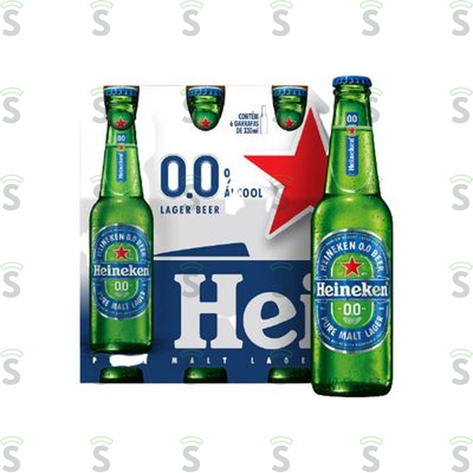 Cerveja Lager Heineken Premium Puro Malte Sem Álcool Garrafa 330ml - Pacote com 6un - 1.9lt