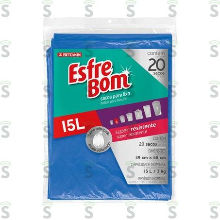  Saco de Lixo Esfrebom 15l Embalagem 20 Un