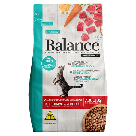 Ração para Gatos Balance 900g - Adultos - Carne e Vegetais