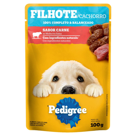 Ração Pedigree 100g - Filhotes - Carne - Sachê