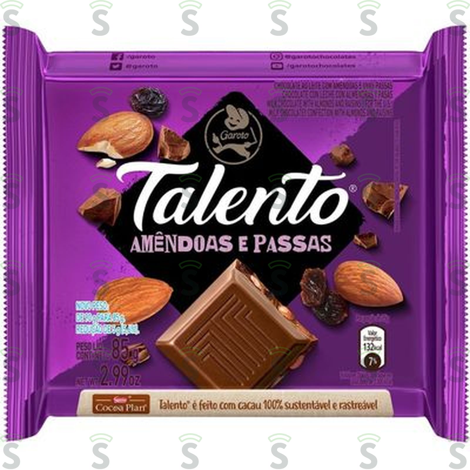 Talento-chocolate 85g amendoa passas