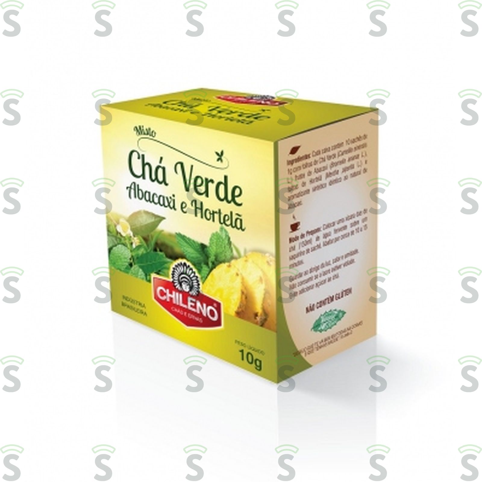 Chá Misto Chileno Chá Verde, Abacaxi, Hortelã e Erva-Mate Caixa com 10un - 10gr