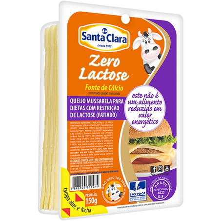Queijo Santa Clara 150g - Zero Lactose - Mussarela - Fatiado