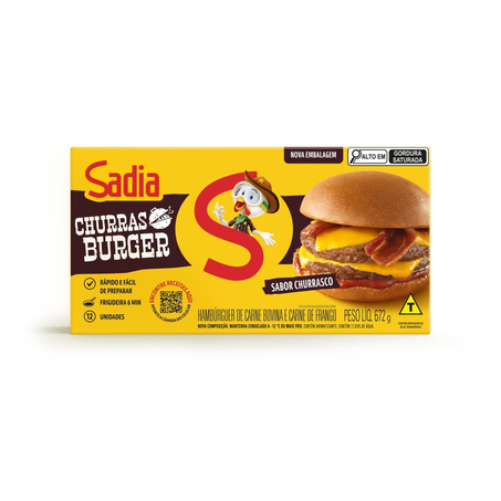 Hambúrguer Sadia 672g - Bovino - Churrasco