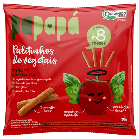 Biscoito Papapá 20g - Orgânico - Tomate e Manjericão