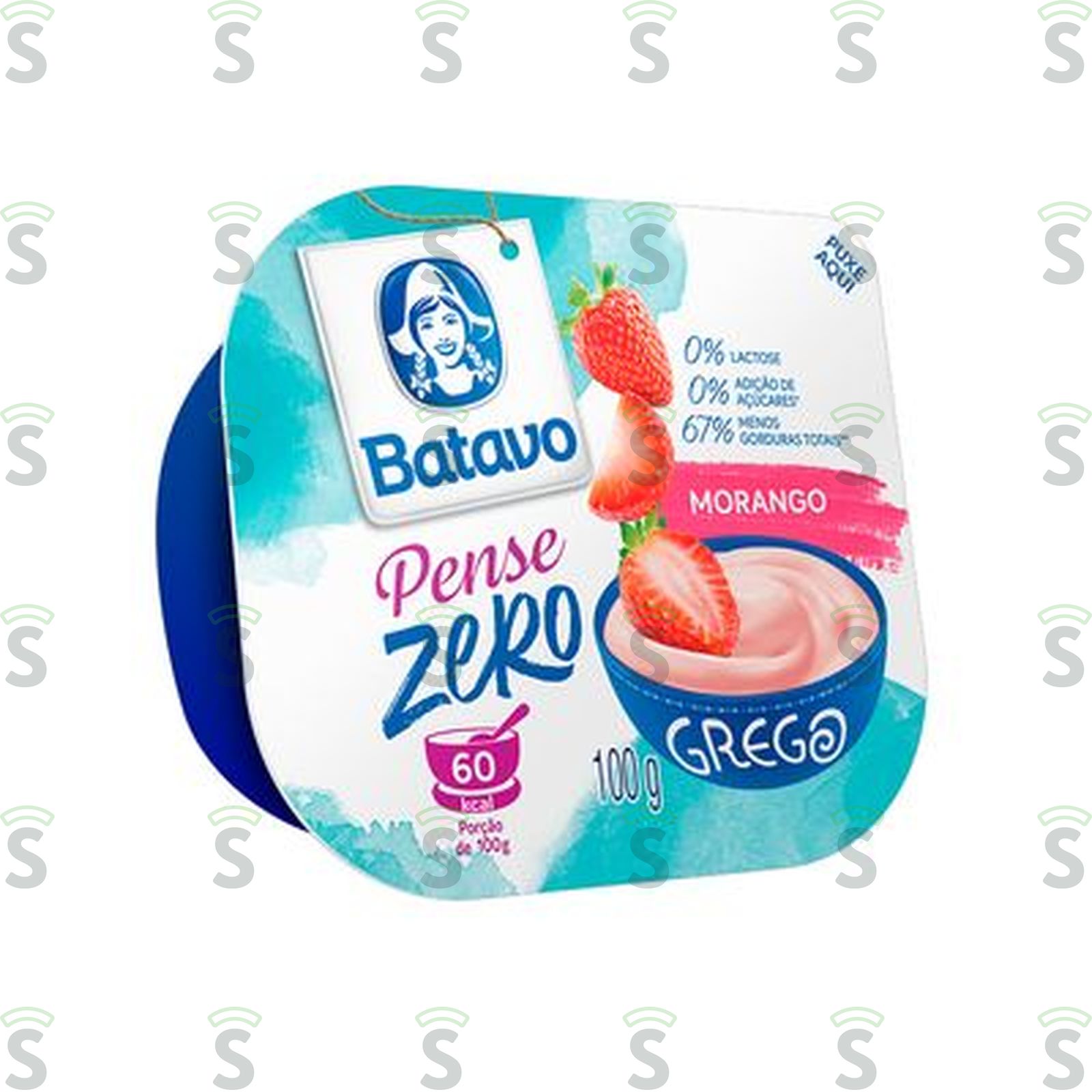 Iogurte Grego Batavo Pense Zero Morango Embalagem 100G