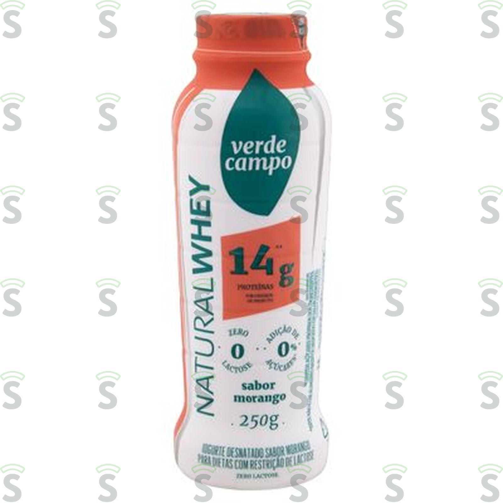 Iogurte Desnatado Morango Zero Lactose Verde Campo Natural Whey 14g de Proteína Frasco 250g