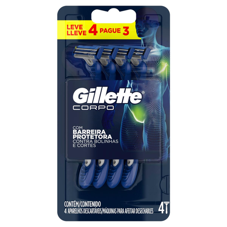 Aparelho de Barbear Gillette Corpo - Leve 4, Pague 3 Aparelhos