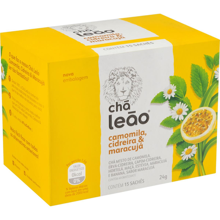 Chá Leão Fuze 24g - Camomila, Cidreira e Maracujá - Com 15 Saquinhos
