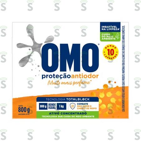  Lava Roupas Em Pó Omo Proteção Antiodor Caixa 800gr