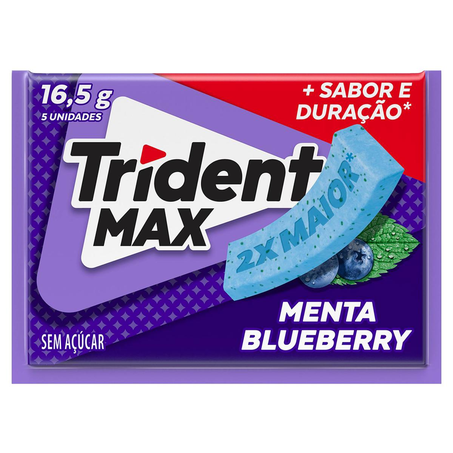 Chiclete Trident 16,5g - Max - Zero Açúcar - Menta Blueberry