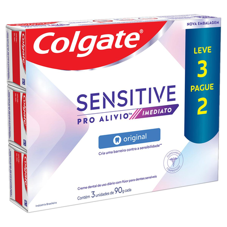 Creme Dental Colgate 90g - Sensitive - Pro-alívio - Leve 3, Pague 2 Cremes