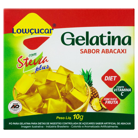Gelatina Lowçucar 10g - Diet - Stevia - Abacaxi
