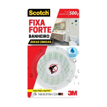 Fita dupla face fixa forte banheiro 3m 24mmx1m