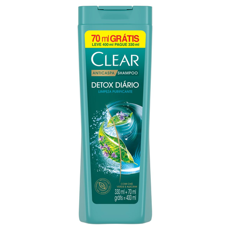 Shampoo Clear Detox Diário - Leve 400ml, Pague 330ml