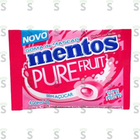  Goma de Mascar Mentos Pure Fruit Tutti Frutti Embalagem 6g