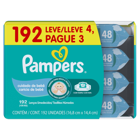 Toalhinha Umedecida Pampers Cheirinho de Bebê - Com 48 Toalhinhas - Leve 4, Pague 3