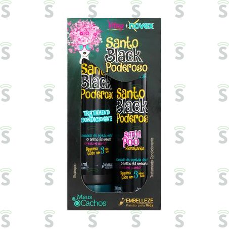  Kit Novex Meus Cachos Santo Black Shampoo 300ml e Condicionador 300ml