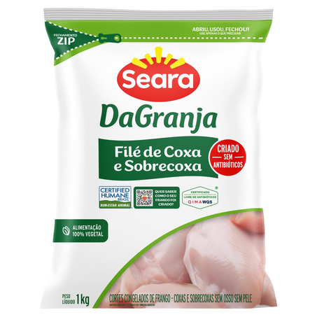Coxa com Sobrecoxa Seara 1kg - Da Granja - Sem Osso - Congelada - IQF
