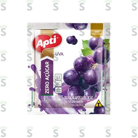  Refresco Em Pó Apti Zero Uva Embalagem 8g