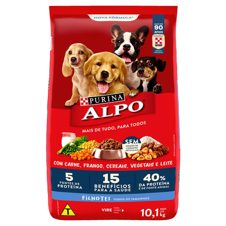 Ração Alpo 10,1kg - Filhotes - Carne, Leite e Cereais