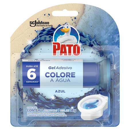 Desodorizador Sanitário Pato 38g - Gel Adesivo - Azul -  Aplicador com Refil - 6 Discos