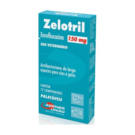 Zelotril 150mg Antibacteriano para Cães e Gatos 12 comprimidos