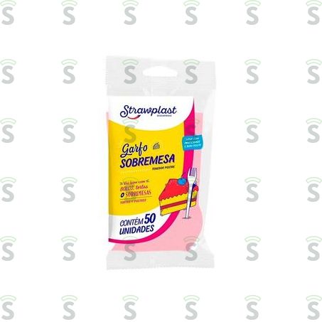  Garfo Descartável Rosa Festa Strawplast Comidades 50un