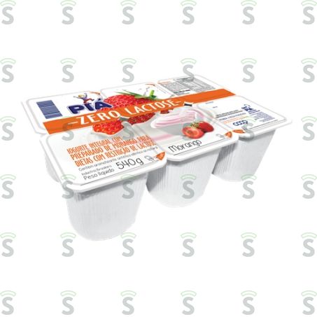  Iogurte Piá Zero Lactose Morango Bandeja 540g