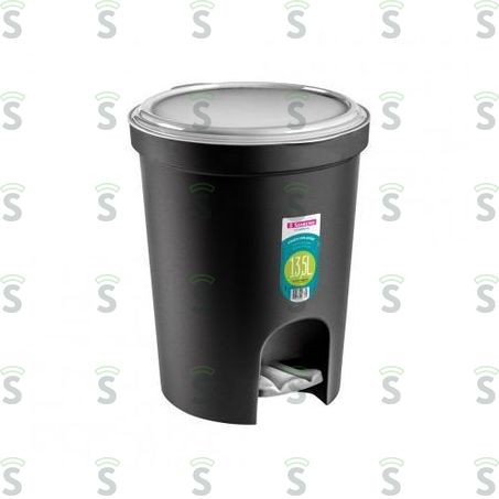  Lixeira Sanremo Preta Com Pedal Unidadeitros 13.5lt