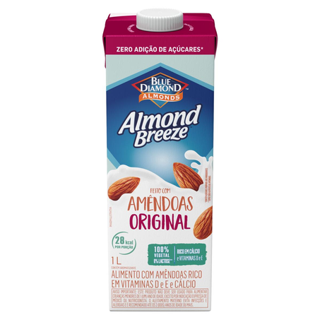 Bebida de Amêndoas Almond Breeze 1 Litro - Zero Açúcar - Original