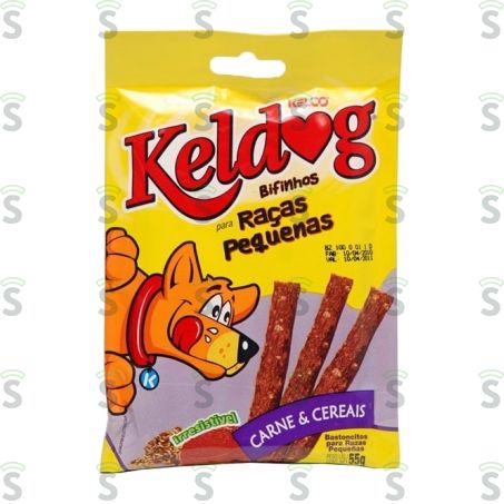  Bifinho Para Cães Kelco Keldog Carne e Cereais Raças Pequenas Embalagem 55g
