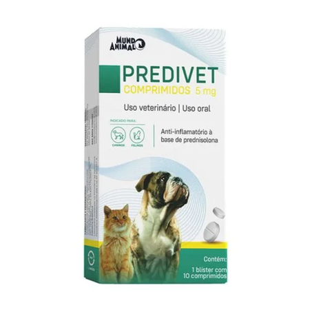 Anti-Inflamatório Predivet Mundo Animal 10 Comprimidos Para Cães E Gatos 5mg