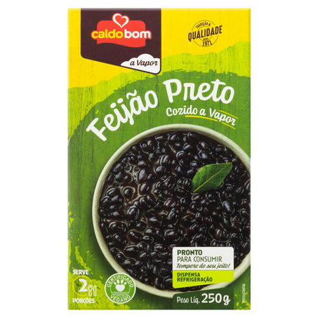 Feijão Caldo Bom 250g - Preto - Cozido a Vapor