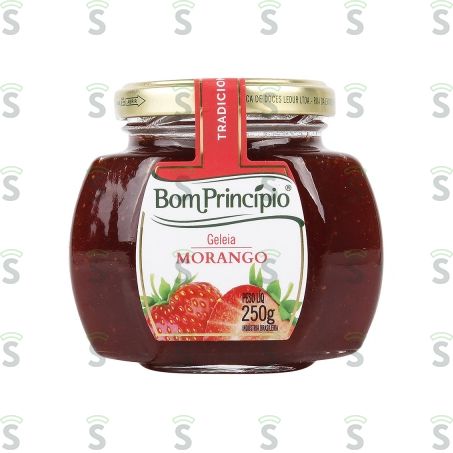  Geleia Bom Princípio Tradicional Morango Pote de Vidro 250gr