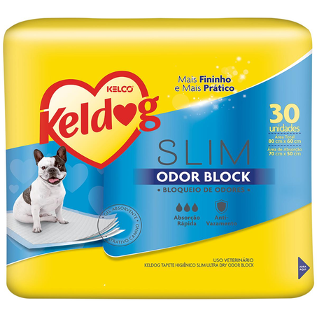 Tapete Higiênico Keldog Tam. 80cm x 60cm - Slim - Odor Block - Com