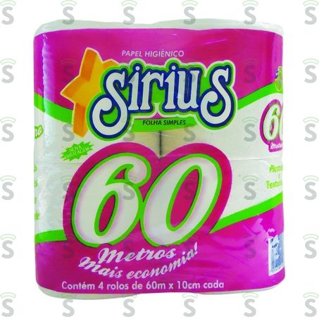  Papel Higiênico Sirius Neutro 60m Pacote 4un
