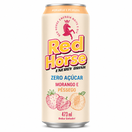 Energetico red horse morango e pessego zero 473ml