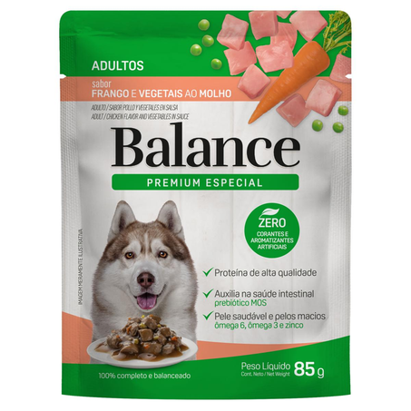 Ração para Cães Balance 85g - Adultos - Frango e Vegetais ao Molho