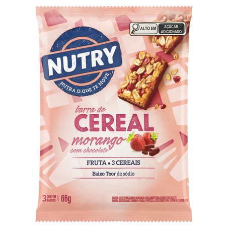 Barra de Cereal Nutry 66g - Morango com Chocolate