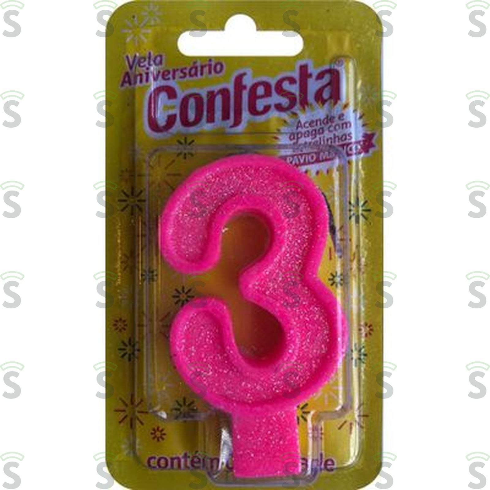 Vela Aniver Confesta N3 Big Rosa 1UN