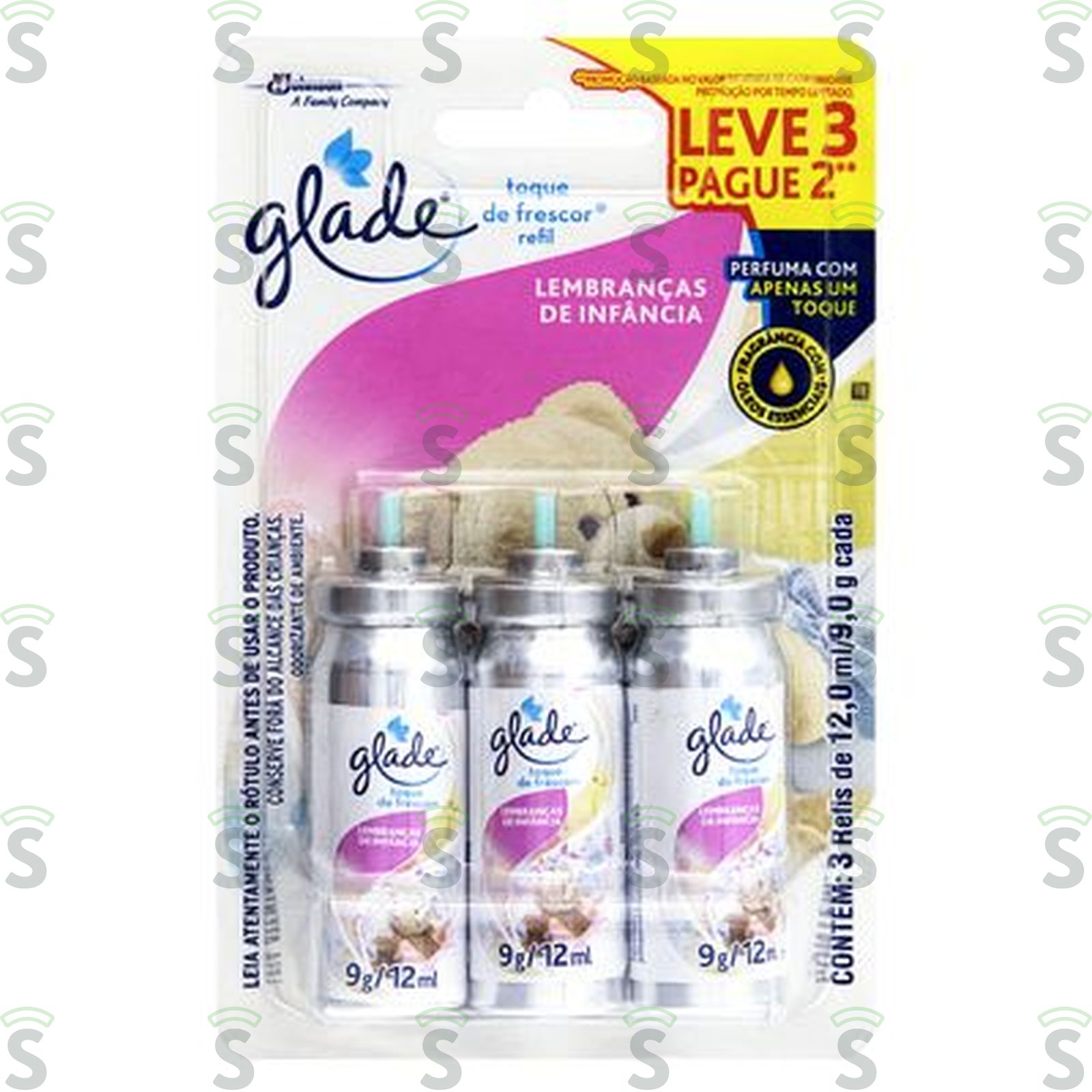 Purificador Glade Toque de Frescor Lembrança de Infância Oferta Refil 3UN