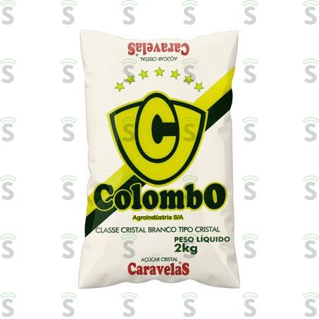  Açúcar Cristal Colombo Pacote 2kg